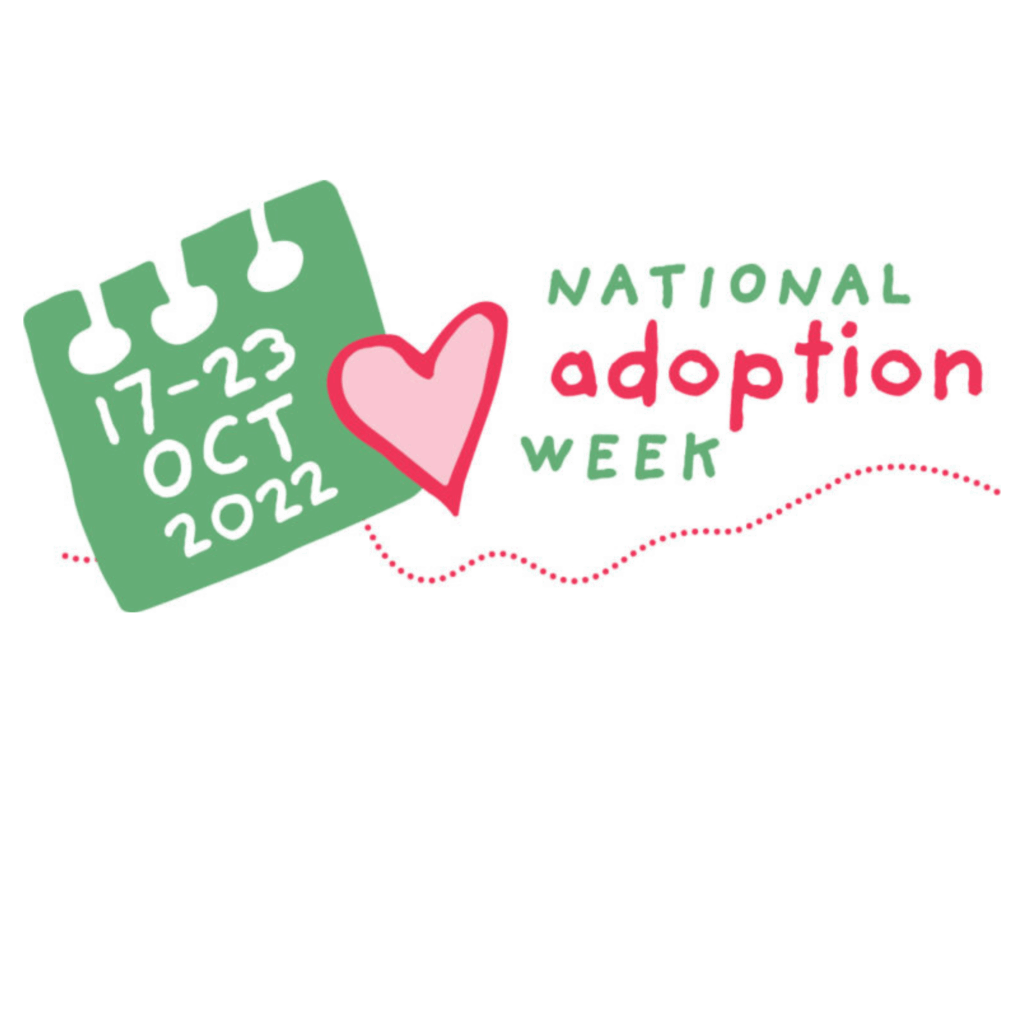 The National Adoption Week logo in pink and green.